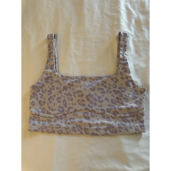 Forever 21 Purple Crop Top Lavender Cheetah Leopard Women's Medium Sports Bra - Picture 1 of 8